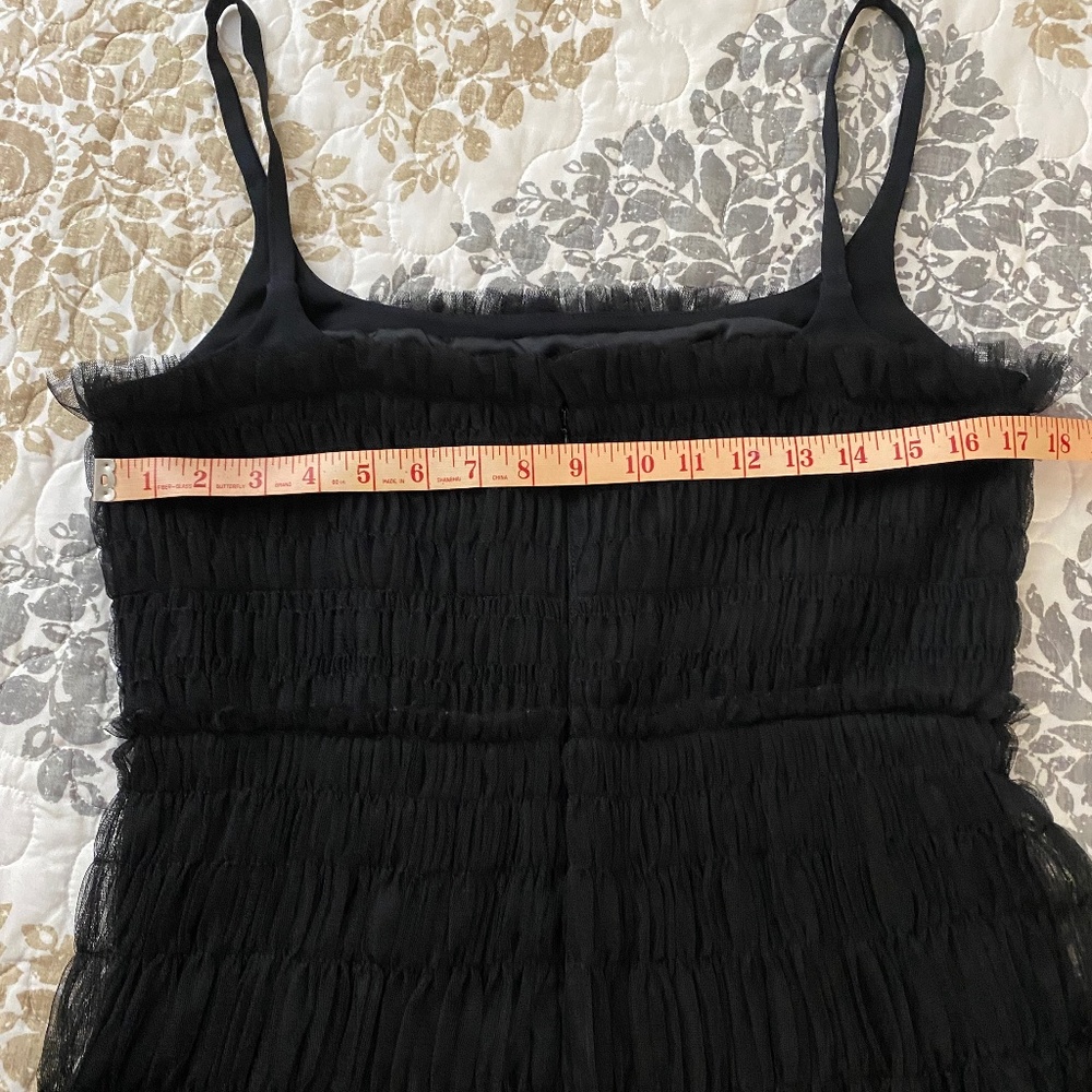 COPY - NWOT Rebecca Taylor Black Sleeveless Smocked Ruched tulle dress - Picture 9 of 13